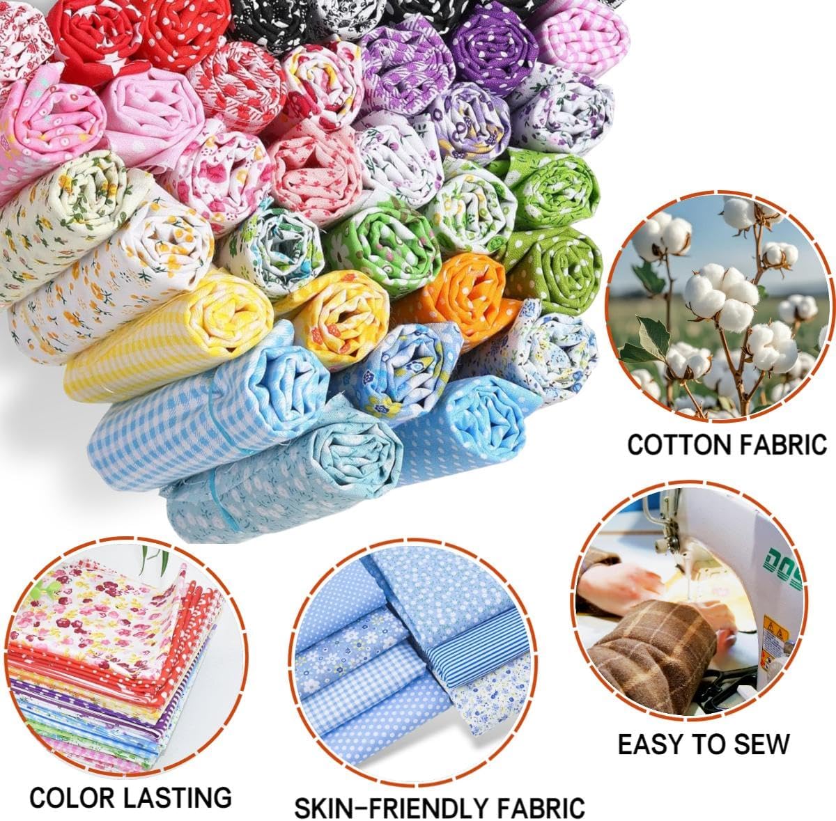 Grade Cotton Quilting Fabric Bundle, 100% Cotton Floral Print Patchwork Material for DIY Sewing, Cushions, Crafts, Machine Washable, Multi-Color Patterns (Yellow, 20 * 20'')