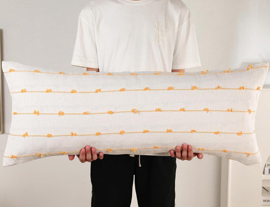 NUYECY Extra Long Body Pillow case 14 x 32 Inch,Striped Pattern Boho Decorative Long Lumbar Throw Pillow Cover,Large Body Pillow Cover for Bed Sofa Couch Farmhouse,Yellow