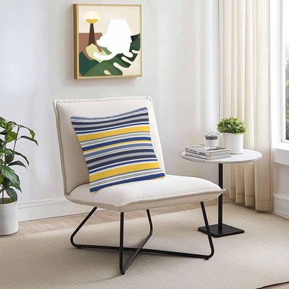 Outdoor Waterproof Throw Pillow Covers Set of 2 Yellow Stripes Lines Pillowcases 18x18 Inches Navy Blue Classic Striped Decorative Pillows Cushion Case Patio Pillows for Couch Bed Chair Garden