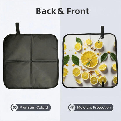Yellow Lemon Print Compact Seat Cushion Travel Pad Folding Outdoor Sitting Mat Lightweight Waterproof