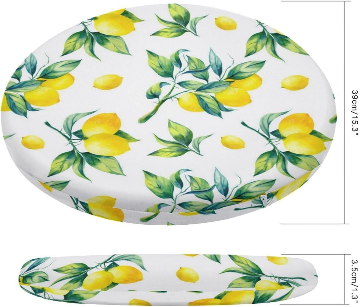 Yellow Lemons Premium Round Memory Foam Seat Cushion，Removable Cover, All Season Comfort, Durable Support