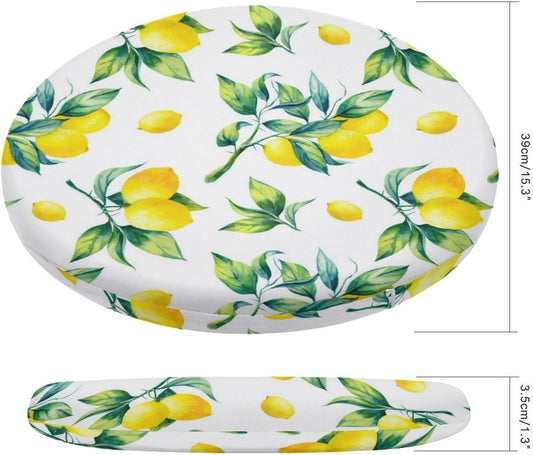 Yellow Lemons Premium Round Memory Foam Seat Cushion，Removable Cover, All Season Comfort, Durable Support