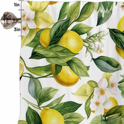 54x18 Inch Watercolor Lemon Floral Window Valance Curtain Yellow Summer Fruit Leaves Rod Pocket Short Topper Curtains Treatment Drapes 1 Panel for Kitchen Bathroom Bedroom Polyester