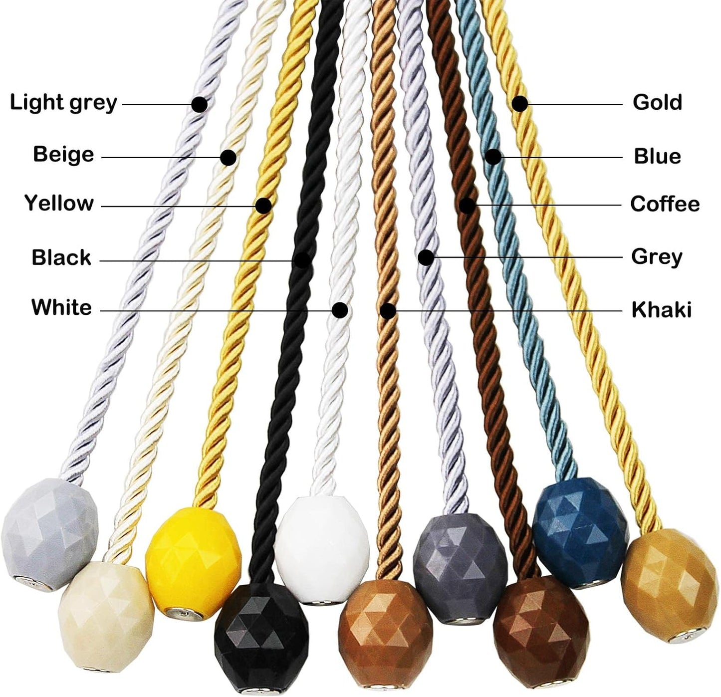 Strong Magnetic Curtain Tiebacks Yellow 2 Pack Decorative Tie Backs Outdoor Curtain Rope Tiebacks Elegant Curtain Holdbacks for Drapes