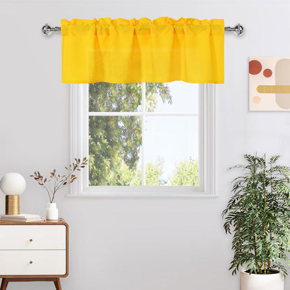 DWCN Valance Curtains for Living Room, Kitchen Valances Solid Short Topper, Rod Pocket Bathroom/Basement Curtain for Window Treatment, 1 Panel, 42 X 12 Inch, Yellow