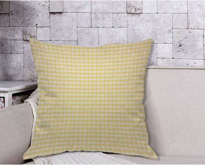 AOYEGO Gingham Yellow White Plaid Checkered Throw Pillow Cover Mesh Grid Tartan Lattice Line Striped Classic Pillow Case 18x18 Inch Decorative Men Women Room Cushion Cover for Home Couch Bed