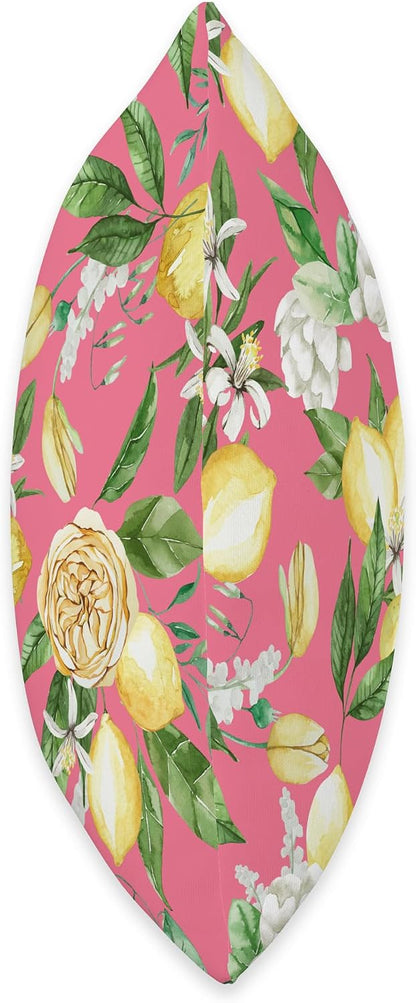 Summer by Vine Mercantile Bright Pink-Amalfi Lemon Blossom Watercolor Citrus Pattern Throw Pillow, 18x18, Multicolor