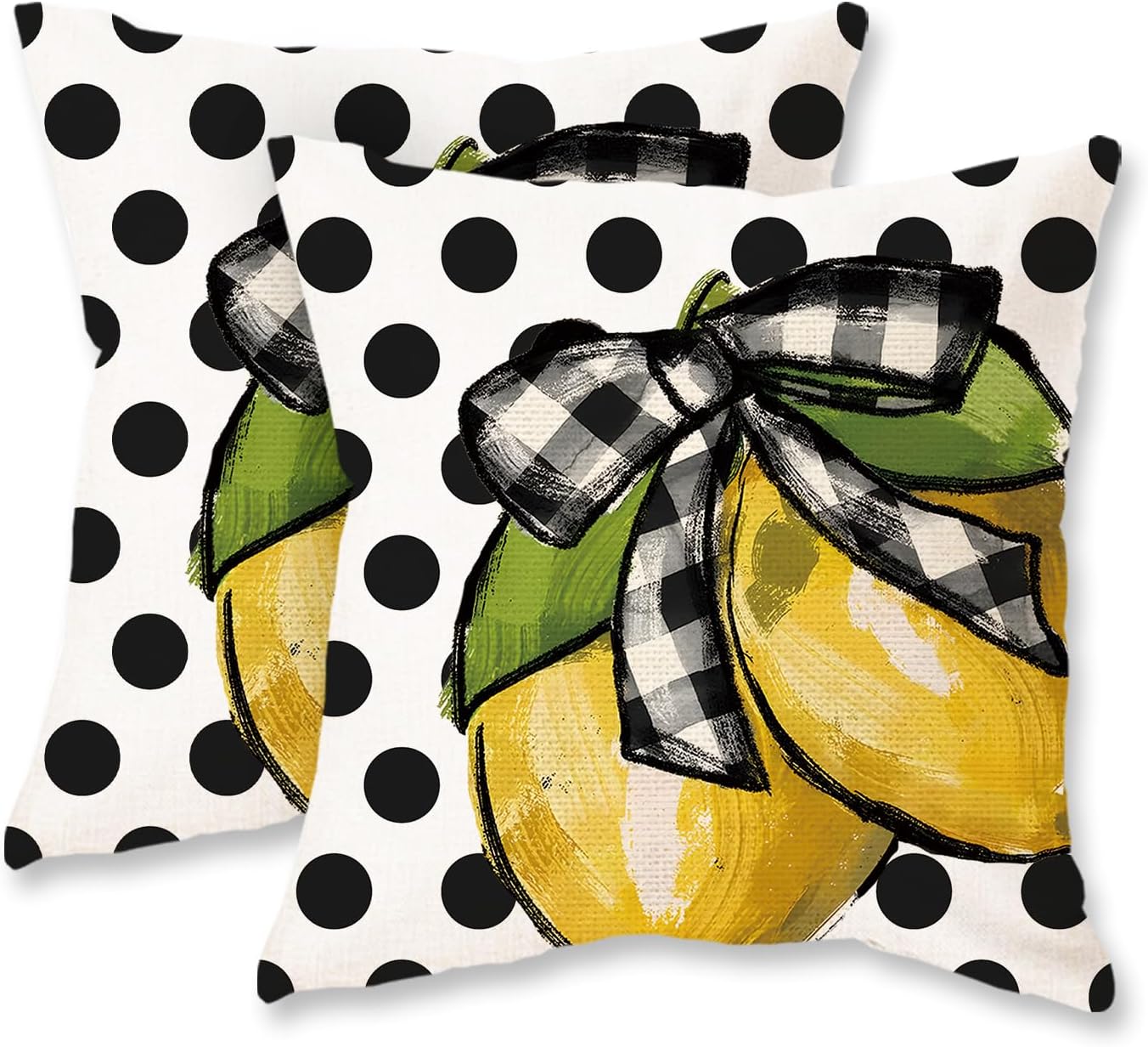 TAJWE Summer Lemon Pillow Covers 18x18 Set of 2 Farmhouse Dots Outdoor Decorative Cushion Cases for Sofa Couch Home Decorations