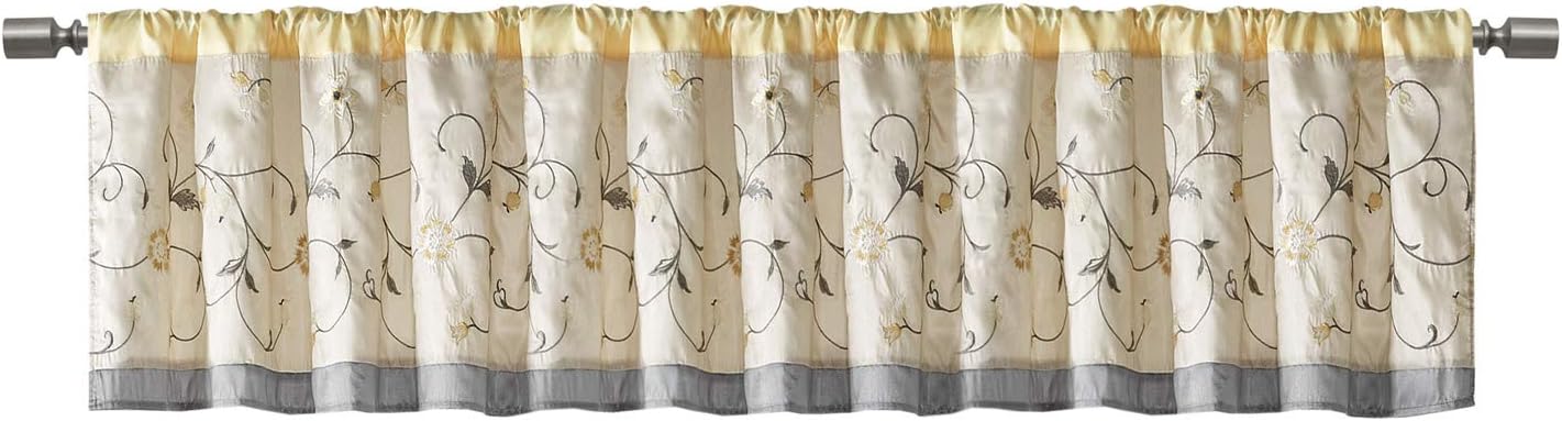 Madison Park Embroidered Light Filtering Rod Pocket Window Treatment Curtain Window Panel Drape for Bedroom Livingroom and Dorm