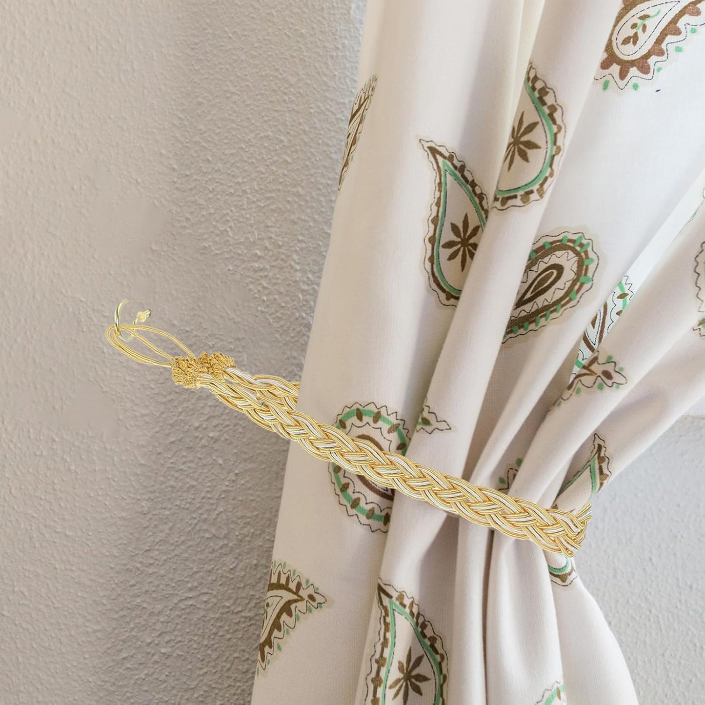 uxcell 4Pcs Curtain Tiebacks, 58cm/23 Braided Drapery Holdback Holder Decorative Rope Tie Back, Yellow