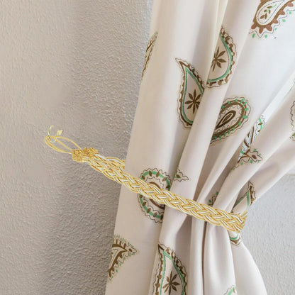 uxcell 2Pcs Curtain Tiebacks, 58cm/23 Braided Drapery Holdback Holder Decorative Rope Tie Back, Yellow/Mixed Silver