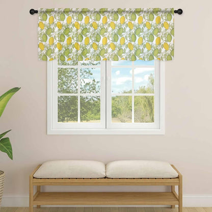 Lemon Summer Sheer Curtain 18 Inch Long Plant Leaves Light Filtering Rod Pocket Voile Curtain Valance for Bedroom Kitchen Cafe Window 54" W x 18" L