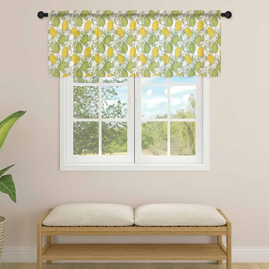 Lemon Summer Sheer Curtain 18 Inch Long Plant Leaves Light Filtering Rod Pocket Voile Curtain Valance for Bedroom Kitchen Cafe Window 54" W x 18" L