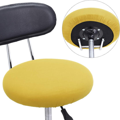 Tatuo Round Bar Stool Seat Covers Washable Stool Cushion Slipcover Elastic Bar Chair Covers for 14-17 Inch Chair (Yellow, 4 Pieces)