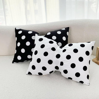 Stripe Velvet Bow Tie Decorative Throw Pillow Cover, Polka Dot Bowknot Lumbar Pillowcases for Home Decor (Yellow Stripe)