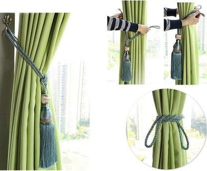 Selling Wonderful Curtain Holdbacks Curtains Tiebacks Home Decorative Braided Buckle Fastener Accessories Window Drapery Ball Tassels Tiebacks, Set of 2 (Light Yellow)