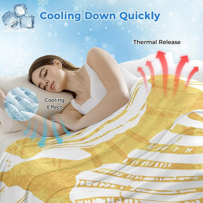 Cooling Blanket for Hot Sleepers, Yellow Scallop Coastal Lightweight Breathable Summer Blanket, Summer Beach Nautical Double-Side Cool Throw Blankets for Sleeping Travel, 50"x60"