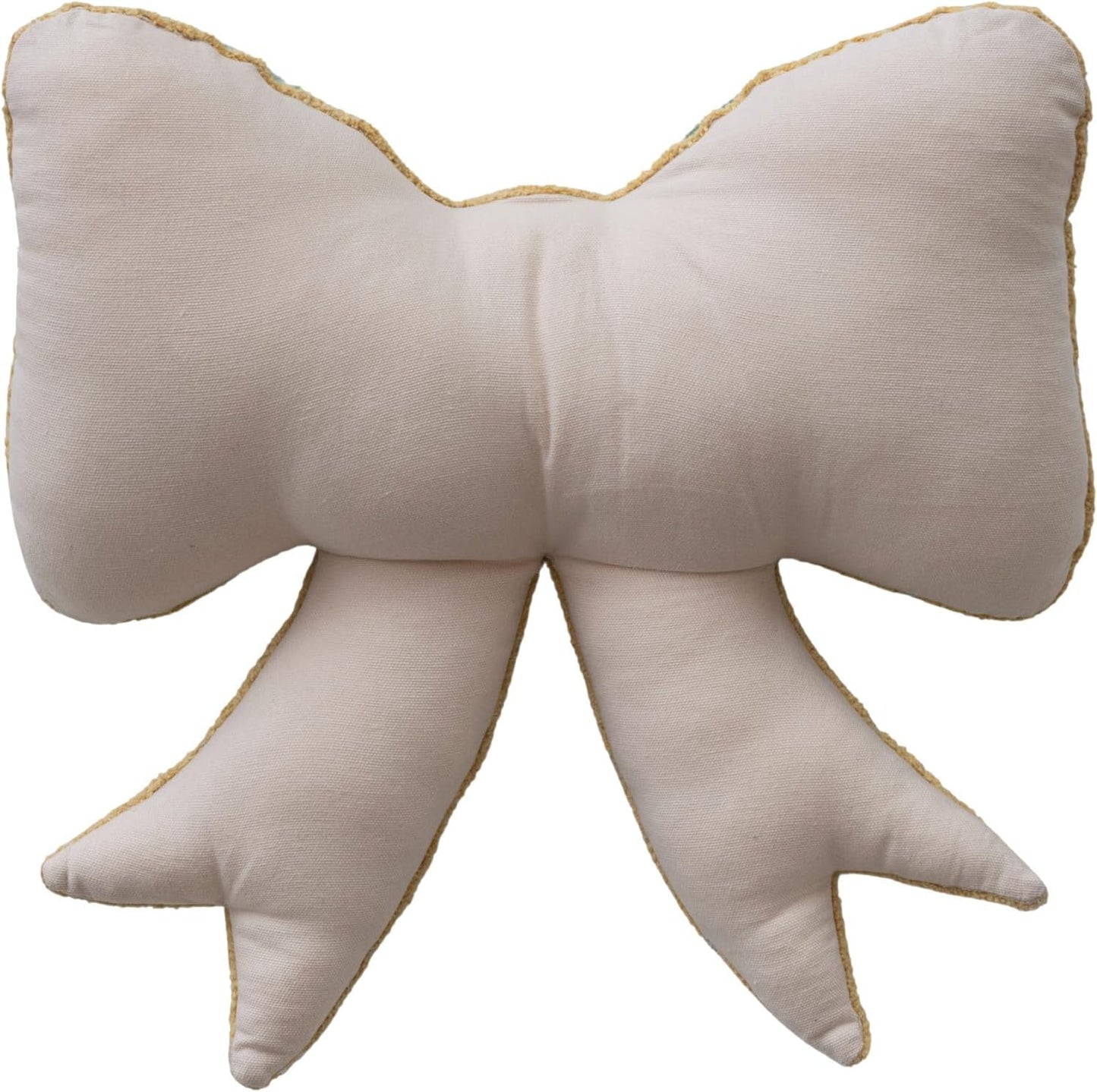 Creative Co-Op Woven Cotton Chenille Bow Shaped Decorative Pillow, Mint and Yellow