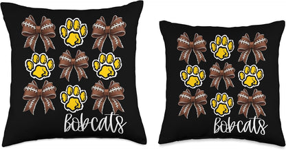 Bobcats Football Bows School Spirit Game Day Yellow Bobcat Throw Pillow