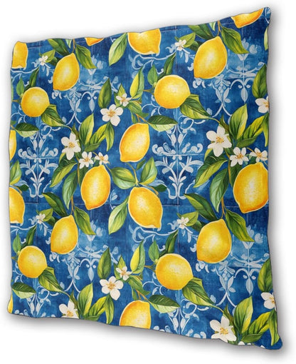 Yellow Lemons Pattern 2 Pack Throw Pillow Covers Sofa Cushions Covers Living Room Bedroom Bed Covers Car Lumbar Covers 18x18 Inches