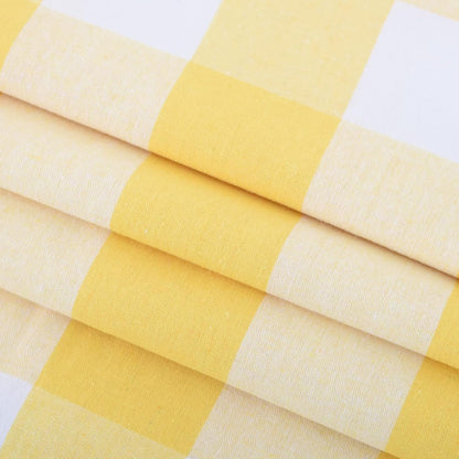 Cafe Curtains 30 inches Long Buffalo Plaid Kitchen Tiers 2 Panels Rod Pocket Gingham Check Short Small Half Window Curtains Bathroom Yellow & White