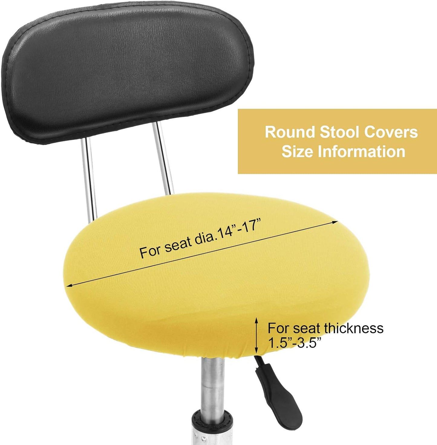 Tatuo Round Bar Stool Seat Covers Washable Stool Cushion Slipcover Elastic Bar Chair Covers for 14-17 Inch Chair (Yellow, 4 Pieces)