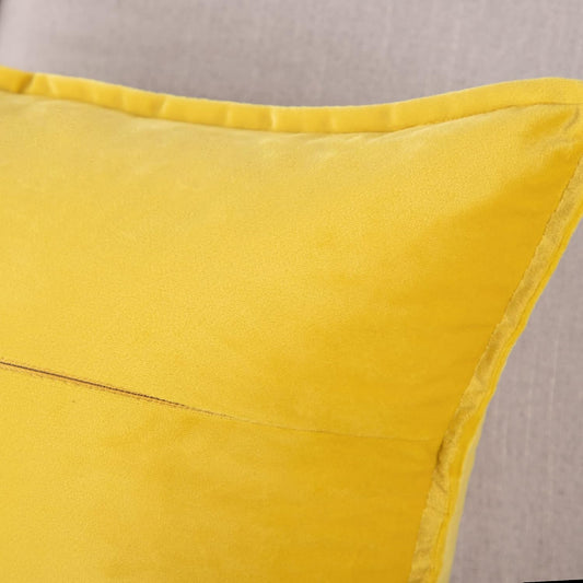 MADIZZ Set of 2 Super Soft Velvet Decorative Throw Pillow Covers 12x20 inch Lemon Yellow Rectangular with Fringe Luxury Style Cushion Case Pillow Shell for Sofa Bedroom