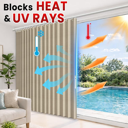 AJAZZ Blackout Accordion Door Curtain 98"x78" Cream Yellow - Magnetic Folding Room Divider, No-Drill Sliding Patio Closet