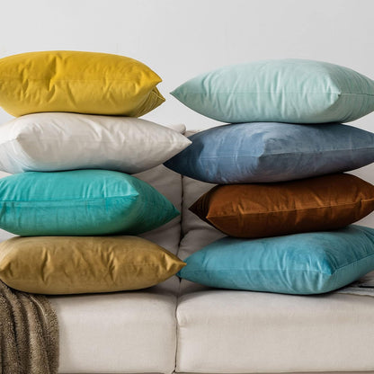 Lemon Couch Velvet Throw Pillow Covers 18x18 inch Set of 2 with Zipper Decorative Luxury Soft Solid Square Cushion Covers Case for Sofa Bed Living Room Car