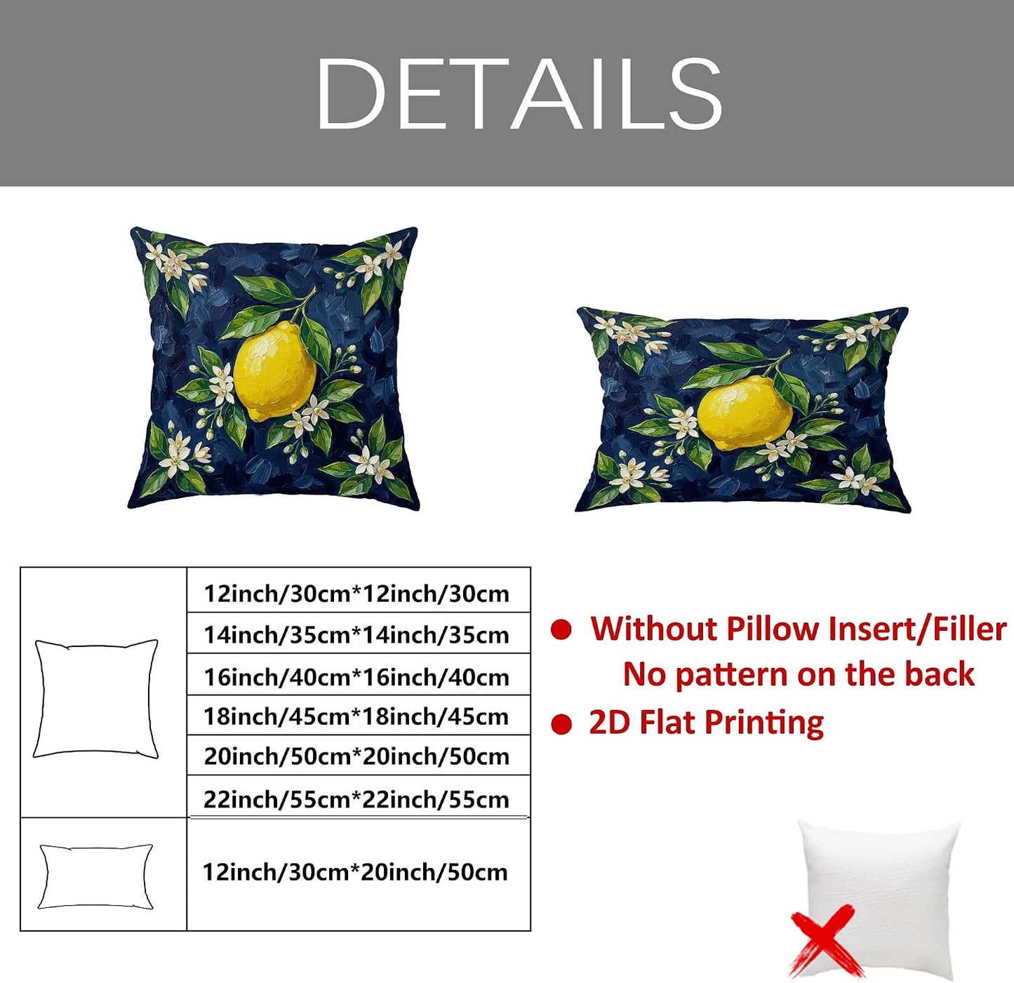 Lemon Throw Pillow Covers Set of 2, Botanical Contemporary Flowers Leaves Summer Yellow with Hidden Zipper Cushion Covers Pillow for Home Living Room Bedroom Dorm Couch Decor 14x14 Inch