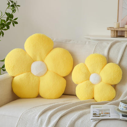 Zlgkjk Flower Pillows, Decorative Throw Pillow with Soft Plush for Couch Bed, Cute Daisy Pillow Cushion Home Decor Floral Throw Pillow (Yellow, 14.9 Inches)