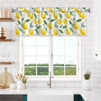 2 Pack Lemon Valances for Windows, Rod Pocket Valance for Windows Kitchen Living Room Decoration, Kitchen Curtains 54 x 18in