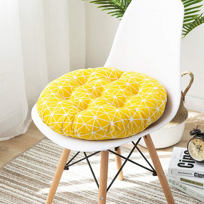 vctops Bohemian Soft Round Chair Pad Garden Patio Home Kitchen Office Seat Cushion Grid Yellow Diameter 16"