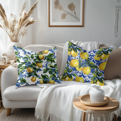 2 PCs Italian Lemon Throw Pillow Covers 18x18, Lemon Gifts Lemons Decor Pillow Cases Decorative Cushion Covers Pillowcase Nursery Living Room Home Decor for Car Couch Bed