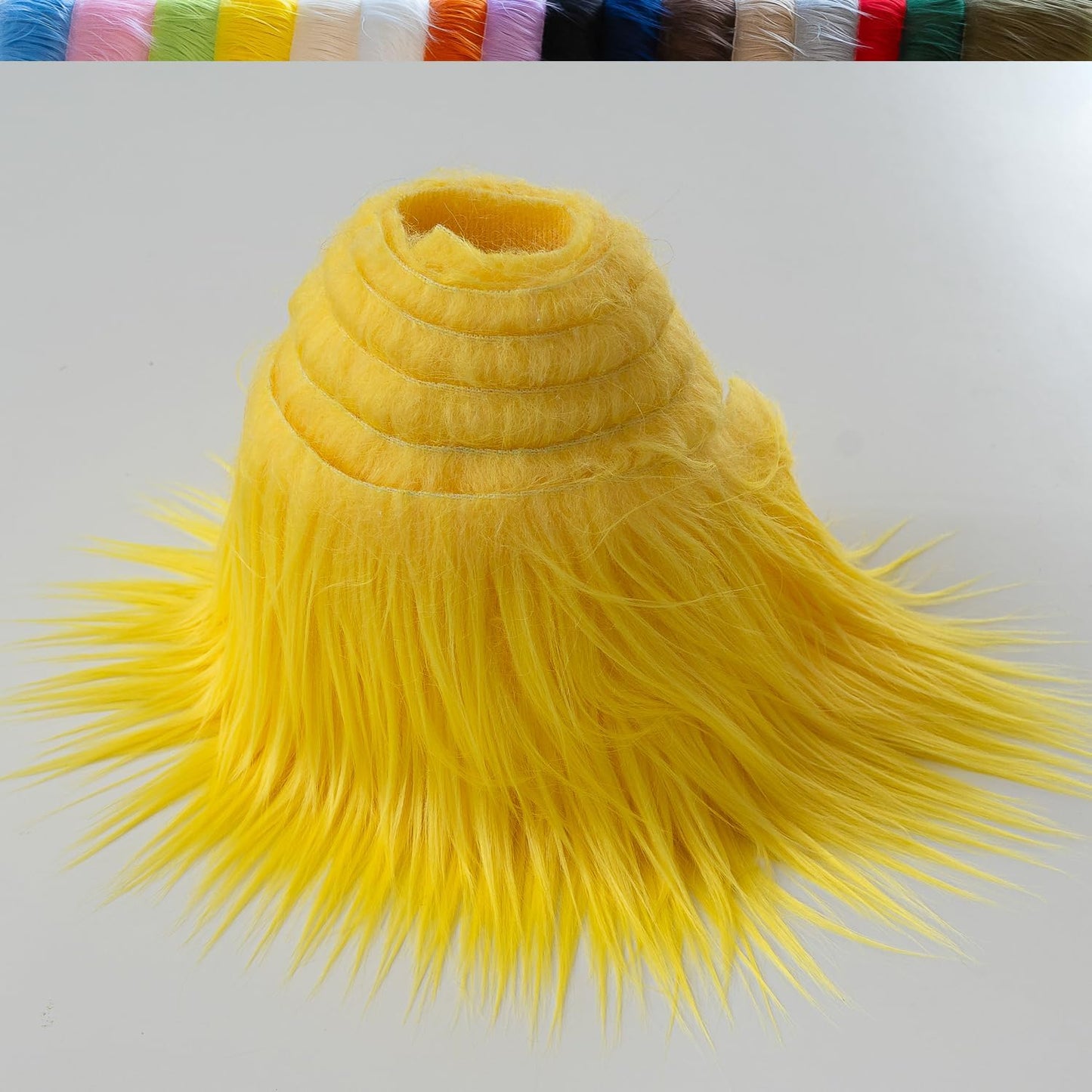 Plush Faux Fur Fabric Precut Strips Fluffy Fuzzy Craft Furr for Crafts, Gnomes, Animal Costumes, Cushions, Decorations (Yellow, 2*62 inch)
