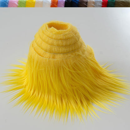 Plush Faux Fur Fabric Precut Strips Fluffy Fuzzy Craft Furr for Crafts, Gnomes, Animal Costumes, Cushions, Decorations (Yellow, 2*62 inch)