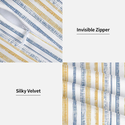 KiuLoam Boho Blue Yellow Striped Throw Pillow Covers 18 x 18 Set of 2, Summer Stripe Decorative Pillow Cases Square Cushion Covers for Bedroom Couch Bed Living Room Decor