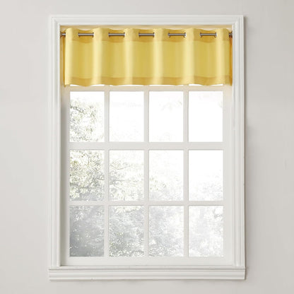 No. 918 Montego Casual Textured Semi-Sheer Grommet Kitchen Curtain Valance, Yellow, 14"W x 56"L