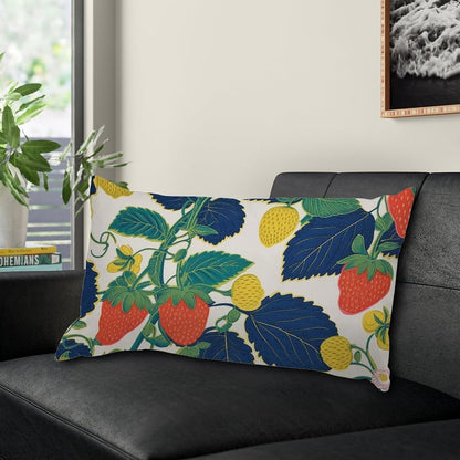 Chinoiserie Throw Pillow Case Summer Cherry Lemon Citrus Garden Rectangle Lumbar Pillow Case Traditional Decorative Pillow Home Cotton Linen 12x16 Boho Cushion Cover for Couch Sofa Car