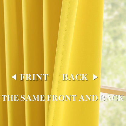 DONREN Yellow Pinch Pleated Blackout Curtains with Hooks - 96 inch Length Room Darkening Thermal Insulated Window Curtain Panels for Living Room Bedroom 2 Panel 40" Wx96 L