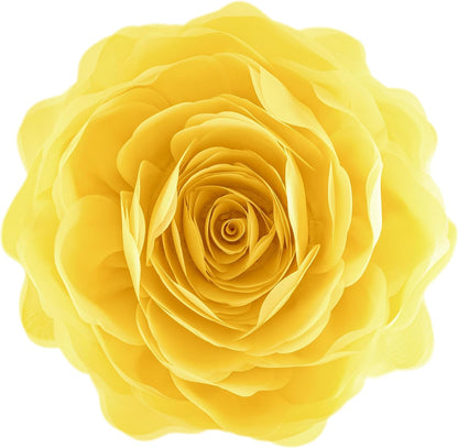 JWH Stereo Flower Throw Pillow Covers Aesthetic Decorative Floral Accent Pillow Cases Round Cushion Handmade Pillowcase for Bedroom Bed Couch Chair Car 12 Inch Bright Yellow