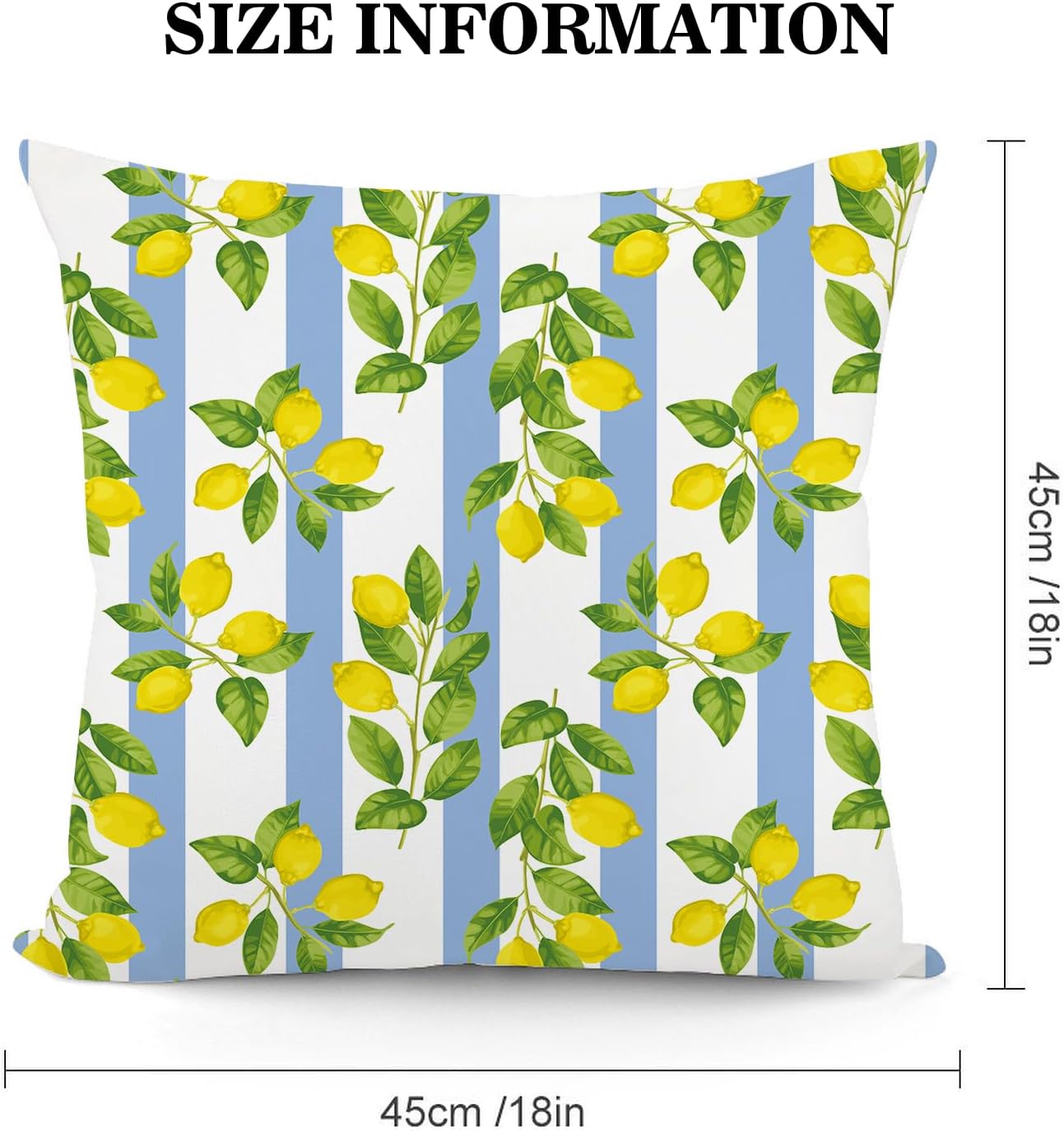 Lemon Throw Pillow Covers for Couch, Outdoor Decorative Pillow Cases for Couch Sofa Bed Chair Living Room Decor Set of 2 18"x18", Summer Cushion Cover
