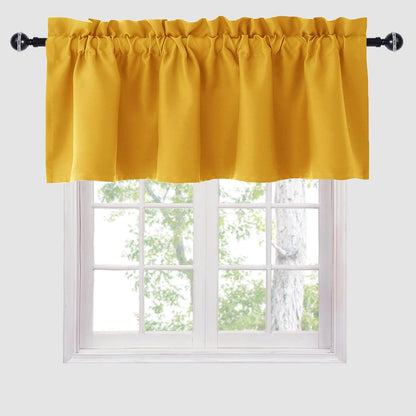 Hiasan Yellow Valance Curtains for Kitchen - Blackout Thermal Insulated Rod Pocket Window Valances, 42 x 18 Inches Length, 1 Panel