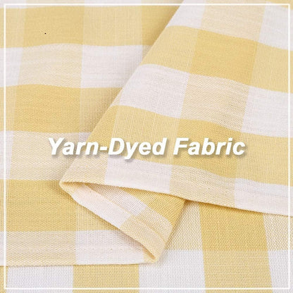 Amzdecor Yellow White Buffalo Plaid Valance Linen Sheer Cafe Curtain Buffalo Check Plaid Rod Pocket Rustic Farmhouse Kitchen Window Treatment for Living Room Bedroom,1 Panel,55''x15'',Yellow and White