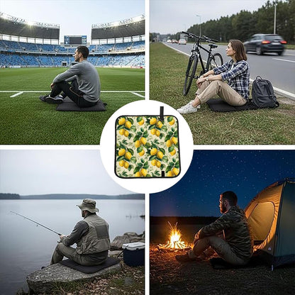 Yellow Lemon Leaves for Foldable Seat Cushion, Waterproof Mat for Camping, Beach & Picnics