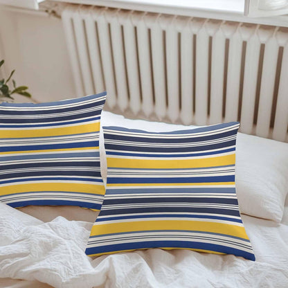 Outdoor Waterproof Throw Pillow Covers Set of 2 Yellow Stripes Lines Pillowcases 18x18 Inches Navy Blue Classic Striped Decorative Pillows Cushion Case Patio Pillows for Couch Bed Chair Garden