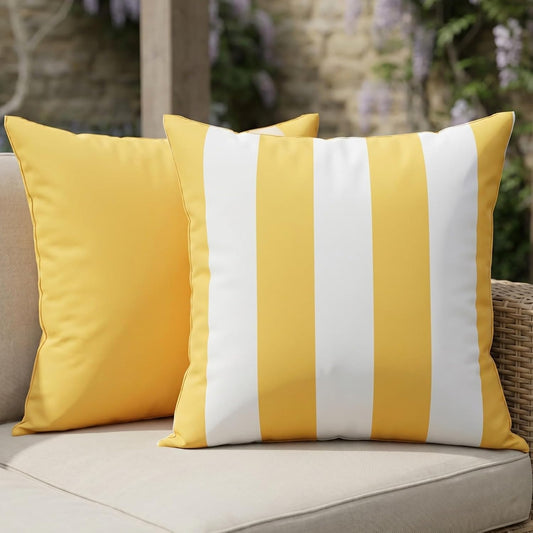 ZICOTO Decorative Outdoor Pillows Set of 2 - Waterproof 18x18 Throw Pillow Covers for Porch and Patio Furniture Decor - Durable Weather Resistant Cushions for Garden, Balcony or Backyard Seating