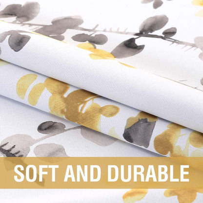 H.VERSAILTEX Valance for Kitchen Windows/Bathroom/Living Room/Bedroom Blackout Window Valance Thermal Insulated Rod Pocket Valance Curtains, 52" W x 18" L, 1 Panel, Floral Pattern in Grey and Yellow