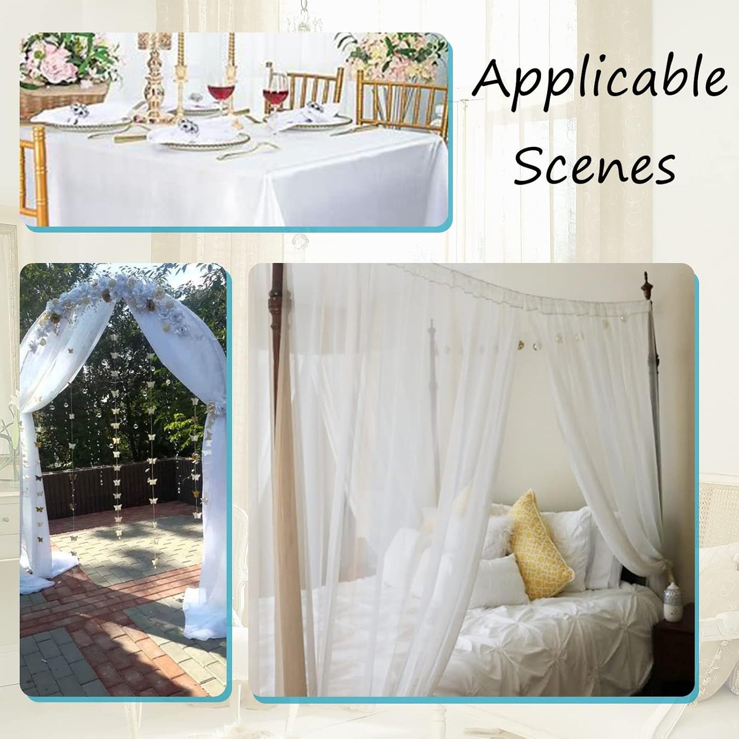 Luvyohmee Light Yellow Scarf Valances for Windows - Sheer Window Scarf Valance, 144 Inch Curtain Scarf Swag Curtains, Sheer Valances for Windows Fabric for Draping, Bed Canopy Curtains 52Wx144L