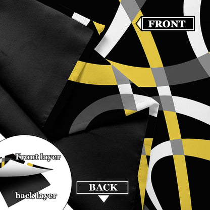 weesire Black and Yellow Blackout Curtains for Bedroom Living Room 2 Panels 100% Blackout Modern Circle Pattern Curtains Abstract Stripe Curtains, 52x84 Inches